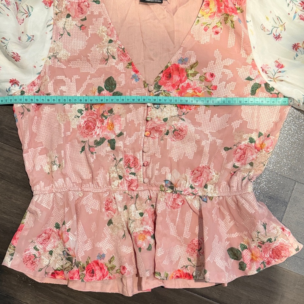 HEMANT & NANDITA Pink Floral Blouse - Picture 8 of 8